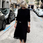 Women’s Elegant Knit Midi Dress with Side Slit