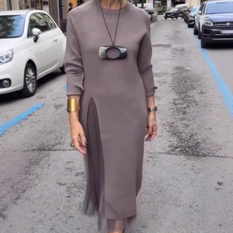 Women’s Elegant Knit Midi Dress with Side Slit