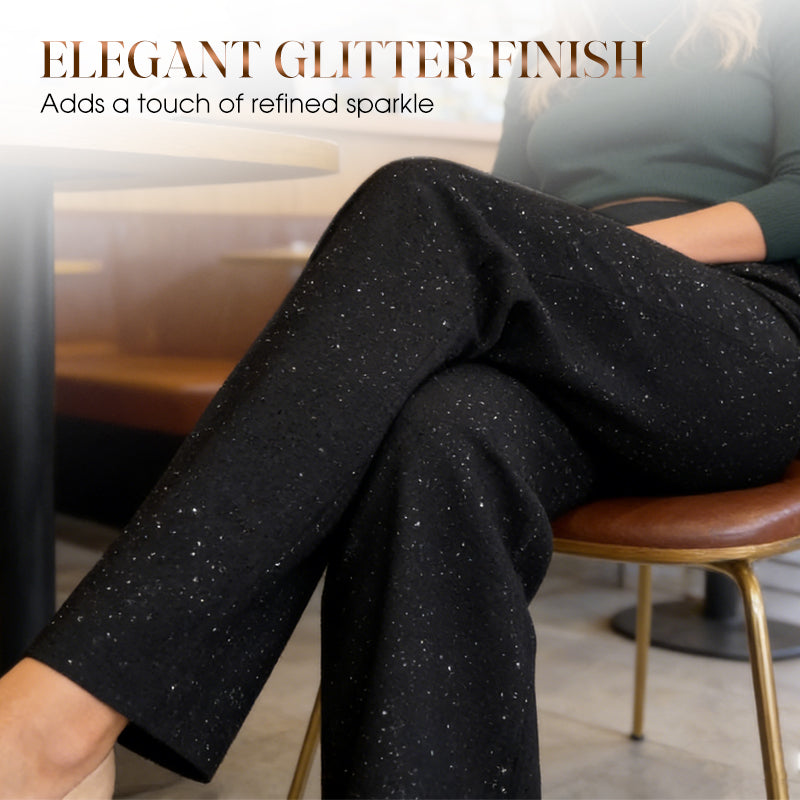 🔥Last Day 49% OFF - High-Waist Glitter Straight-Leg Trousers