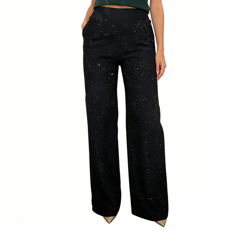 🔥Last Day 49% OFF - High-Waist Glitter Straight-Leg Trousers