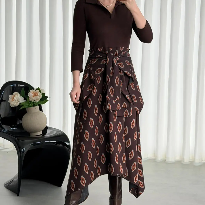 Tie-Waist Fit & Flare Midi Dress