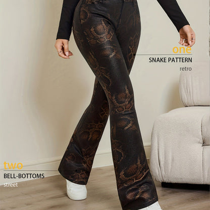 Women's Retro Snakeskin Print Flare Jeans❤️BUY 2 GET FREE SHIPPING