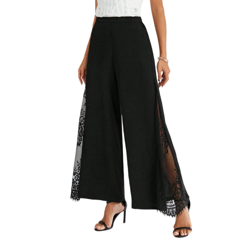 Women's Floral Lace Wide Leg High Waisted Trousers