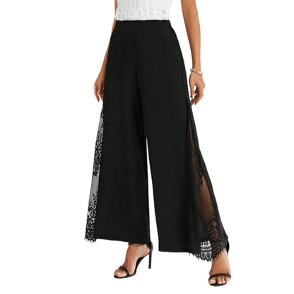 Women's Floral Lace Wide Leg High Waisted Trousers
