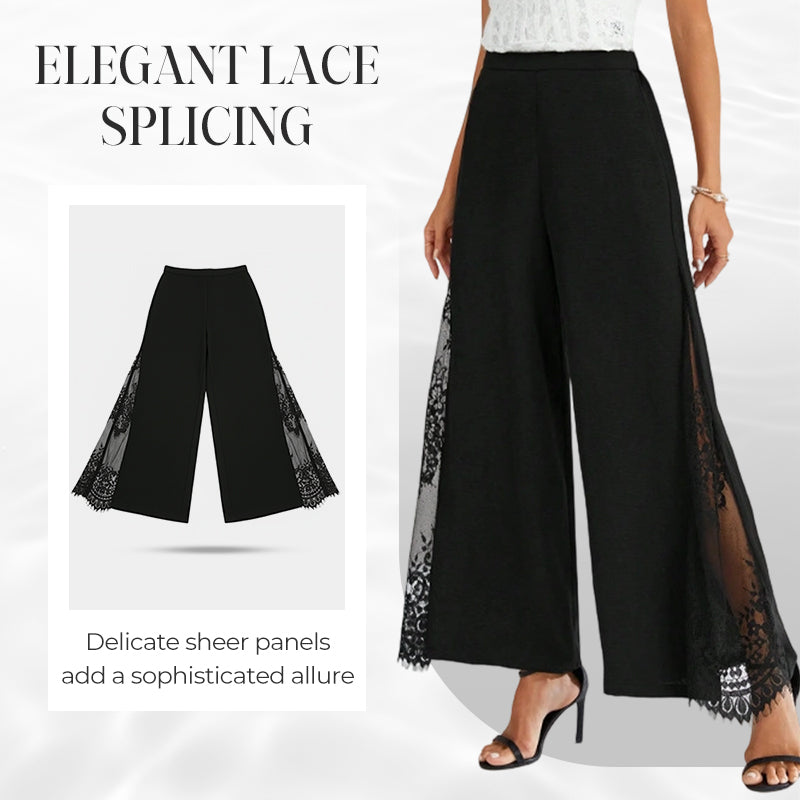 Women's Floral Lace Wide Leg High Waisted Trousers