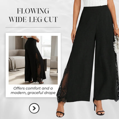 Women's Floral Lace Wide Leg High Waisted Trousers