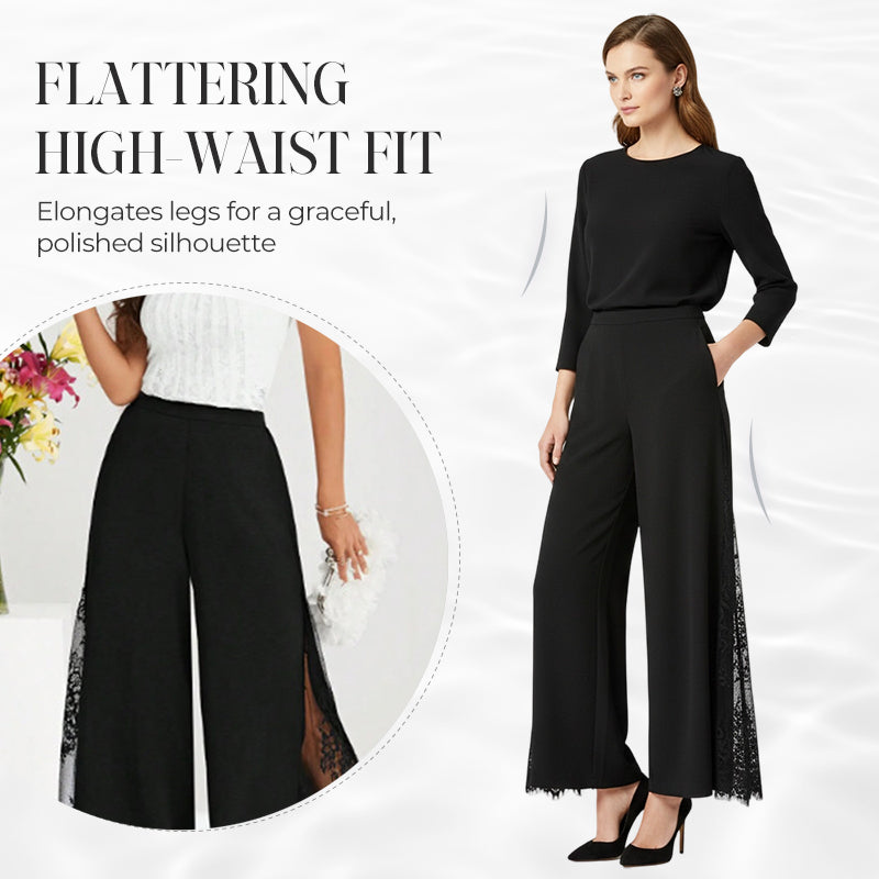 Women's Floral Lace Wide Leg High Waisted Trousers