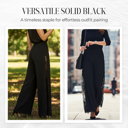 Women's Floral Lace Wide Leg High Waisted Trousers