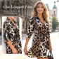 Lapel Collar Leopard Print Tie-Waist Shirt Dress