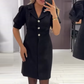 Women’s Elegant Puff Sleeve Sequin Knee-Length Dress