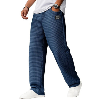 Minimalist Waffle Knit Loose Long Pants