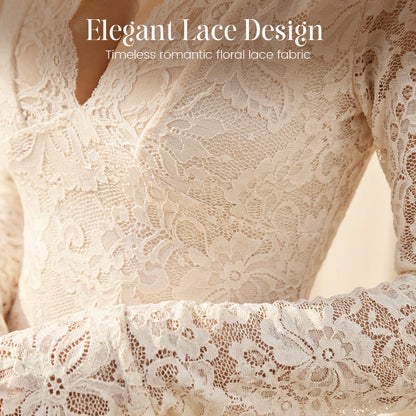 Elegant Lace V-Neck Dress with Ruffle Trim