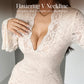 Elegant Lace V-Neck Dress with Ruffle Trim