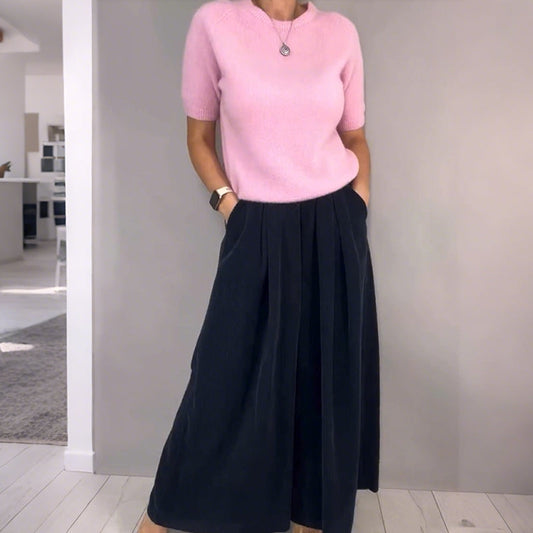 Comfort Chic: Knit Top & Loose Wide-Leg Pants Set