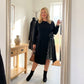 Women's Long Sleeve Dress with Spliced Sequin Panel