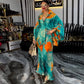 Women's Elegant Flowy Printed Shirt & Wide-Leg Pants 2-Piece Set