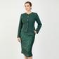 Women's Round Neck Blazer & Sequin Pencil Skirt Set