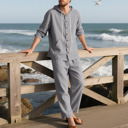 🎁2026 New Arrivals 50% OFF💥Men's Loose Hooded Long Sleeve Top & Wide-Leg Pants 2-Piece Set