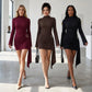 Women's Mock-Neck Ruched Bodycon Dress