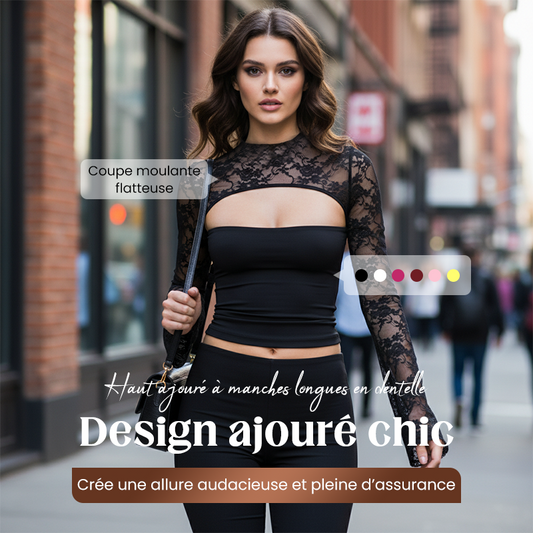 Long-sleeved openwork top in lace♥️BUY 2 GET FREE SHIPPING