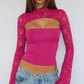 Long-sleeved openwork top in lace♥️BUY 2 GET FREE SHIPPING