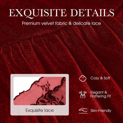 2-Piece Velvet Jumpsuit & Lace Top Set