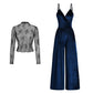 2-Piece Velvet Jumpsuit & Lace Top Set