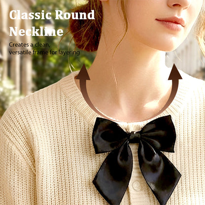 Women's Round Neck Bow-Tie Sweater
