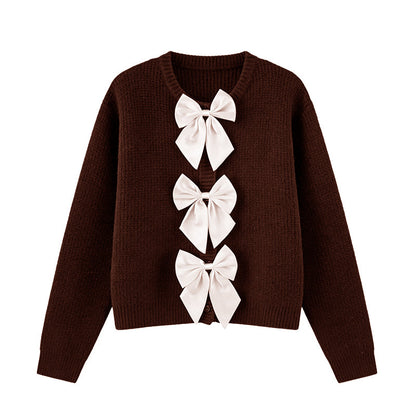 Women's Round Neck Bow-Tie Sweater