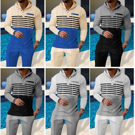 🔈🔈 49% OFF!!🔥👕Men's Color-Block Hooded Tracksuit Set👖