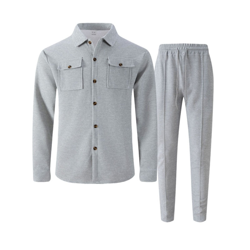 Men's Waffle Button-Down Jacket & Pants Set【BUY 2 GET FREE SHIPPING】