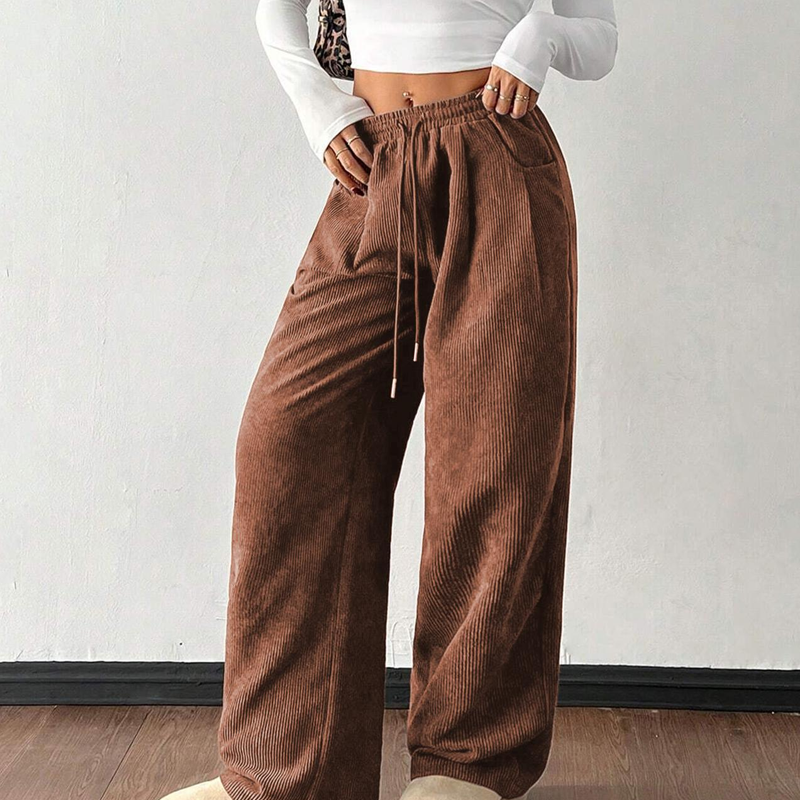 👖✨ 50% OFF! Casual Loose Fit Corduroy Trousers for Women – Wide-Leg, Adjustable Waist & Wrinkle-Resistant Retro Style