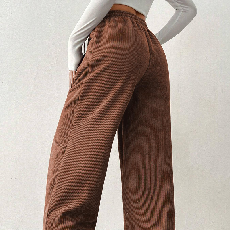 👖✨ 50% OFF! Casual Loose Fit Corduroy Trousers for Women – Wide-Leg, Adjustable Waist & Wrinkle-Resistant Retro Style
