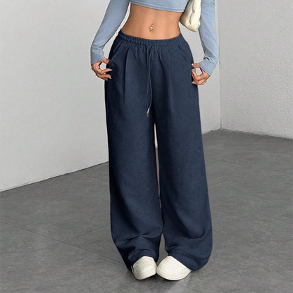 👖✨ 50% OFF! Casual Loose Fit Corduroy Trousers for Women – Wide-Leg, Adjustable Waist & Wrinkle-Resistant Retro Style