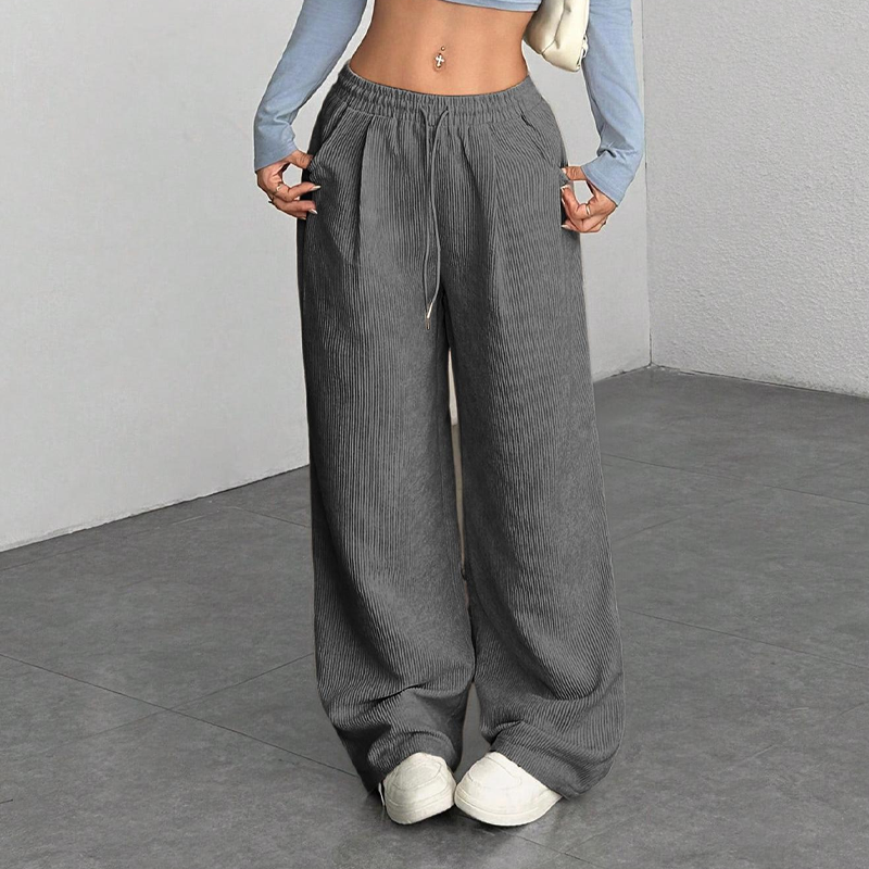 👖✨ 50% OFF! Casual Loose Fit Corduroy Trousers for Women – Wide-Leg, Adjustable Waist & Wrinkle-Resistant Retro Style