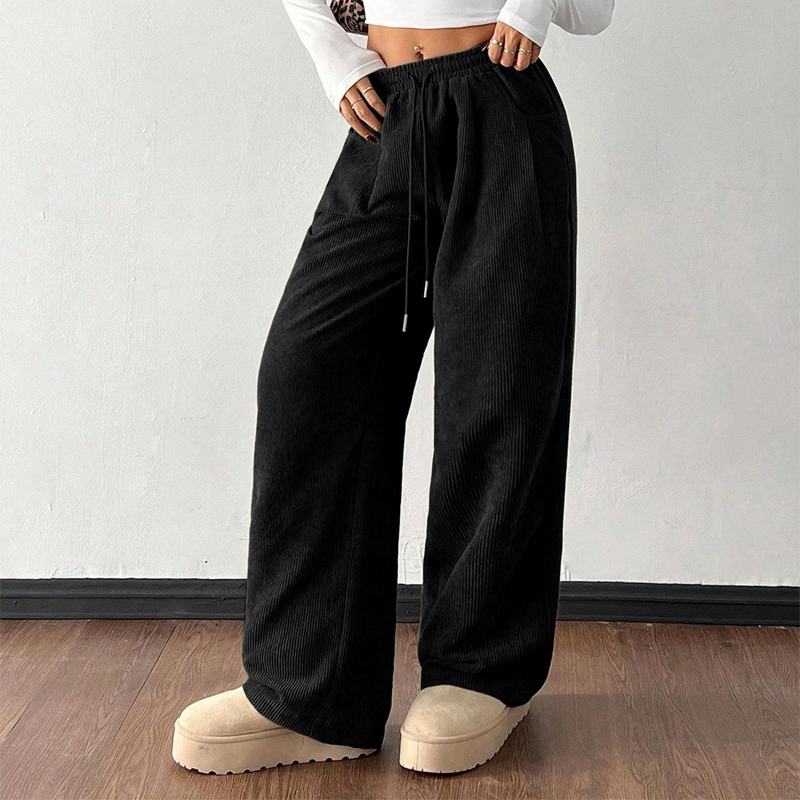 👖✨ 50% OFF! Casual Loose Fit Corduroy Trousers for Women – Wide-Leg, Adjustable Waist & Wrinkle-Resistant Retro Style
