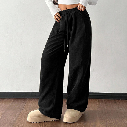 👖✨ 50% OFF! Casual Loose Fit Corduroy Trousers for Women – Wide-Leg, Adjustable Waist & Wrinkle-Resistant Retro Style
