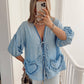 Cute Plaid Heart Print Tie Front Shirt
