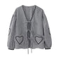 Cute Plaid Heart Print Tie Front Shirt