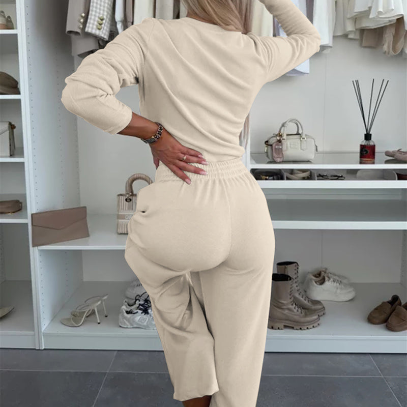Women's Solid Color Two-Piece Lounge Set