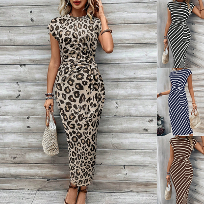 🎁New arrival 55% OFF💥Women's Leopard Print Knot Bodycon Elegant Dress