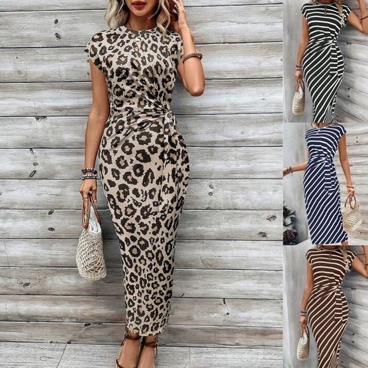 🎁New arrival 55% OFF💥Women's Leopard Print Knot Bodycon Elegant Dress
