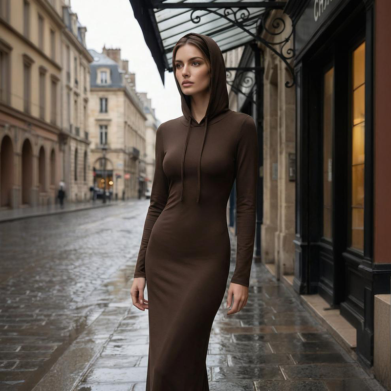 Long Sleeve Hooded Maxi Dress【BUY 2 GET FREE SHIPPING】