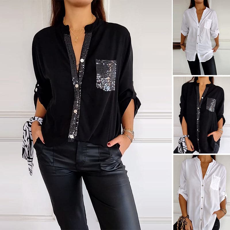 🔥49 % OFF🔥 Casual patchwork top with sequins