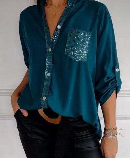 🔥49 % OFF🔥 Casual patchwork top with sequins
