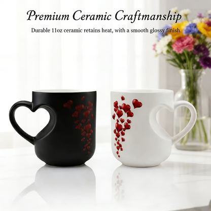 📢📢50% OFF!!!⏰ Colour-changing Ceramic Mug with Heart-shaped Handle 💝✨