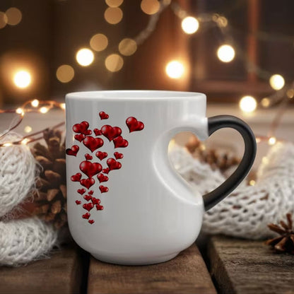 📢📢50% OFF!!!⏰ Colour-changing Ceramic Mug with Heart-shaped Handle 💝✨