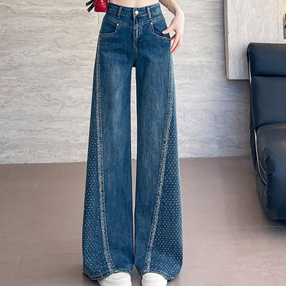 ✨🔥Women's Rhinestone-Embellished Wide-Leg Jeans👖