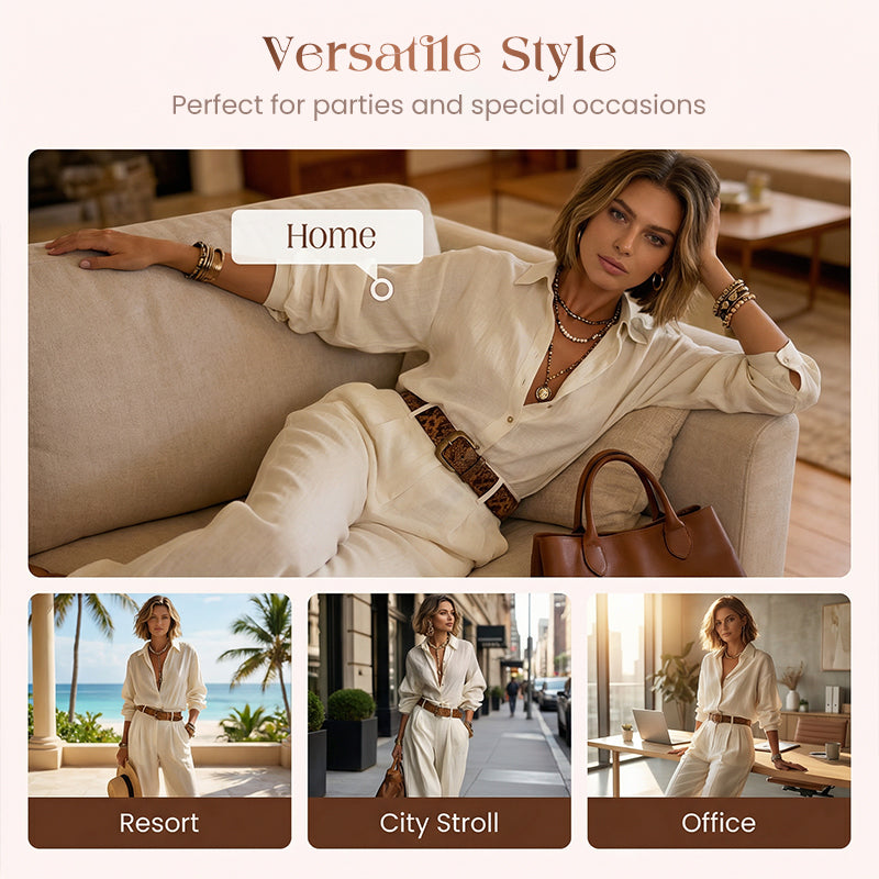 🔥🎁New arrival 49% OFF💥Women's Loose Fit Shirt & Wide-Leg Pants Two-Piece Set