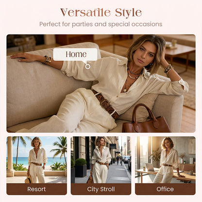 🔥🎁New arrival 49% OFF💥Women's Loose Fit Shirt & Wide-Leg Pants Two-Piece Set